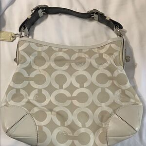 Coach Beige and White Shoulder Bag